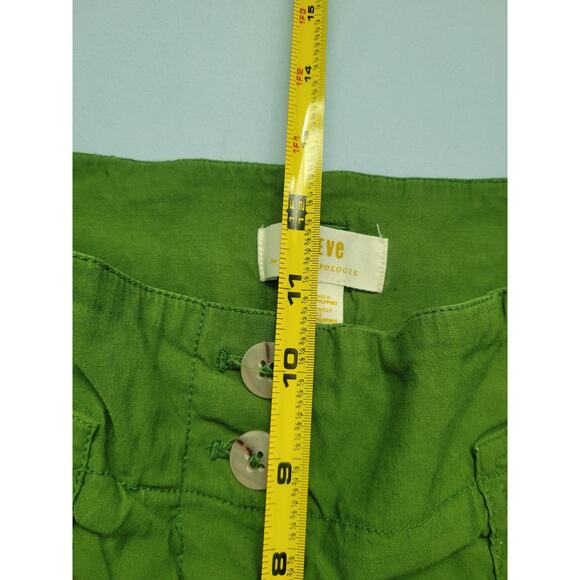 Maeve by Anthropologie Naomi Wide Leg Flare Linen Blend Pants Size 6 Green Retro - Picture 7 of 10